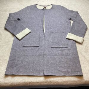 Oliver by Escio Knit Gray and Cream Open Front Cardigan Size Medium